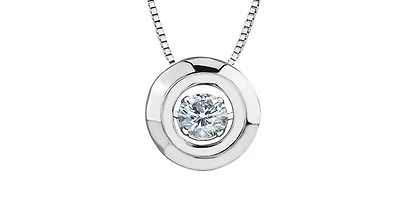 Sterling Silver Canadian Diamond 0.24cttw Round Cut Pendant, 18"