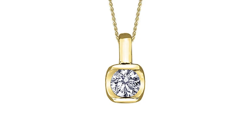 10K Yellow Gold 0.15cttw Diamond Pendant, 18"