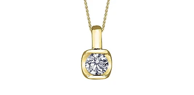 10K Yellow Gold 0.15cttw Diamond Pendant, 18"