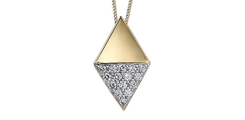 10K Yellow Gold 0.15cttw Diamond Pendant, 18"