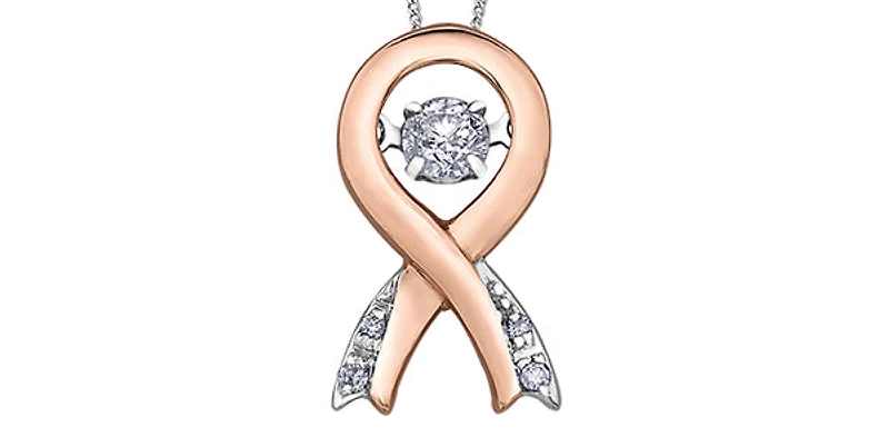 10K Rose Gold & White Gold 0.10cttw Diamond Pendant, 18"
