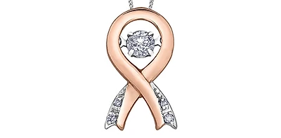 10K Rose Gold & White Gold 0.10cttw Diamond Pendant, 18"