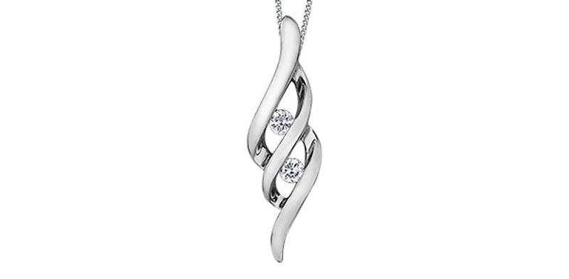 10K White Gold 0.10cttw Canadian Diamond Pendant, 18"