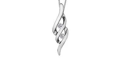 10K White Gold 0.10cttw Canadian Diamond Pendant, 18"