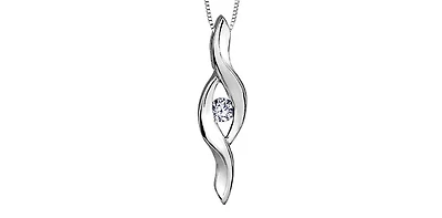 10K White Gold 0.05cttw Canadian Diamond Pendant, 18"