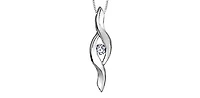 10K White Gold 0.05cttw Canadian Diamond Pendant, 18"