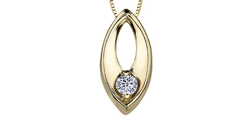 10K Yellow Gold 0.066cttw Canadian Diamond Necklace, 18"