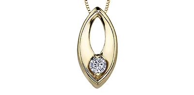 10K Yellow Gold 0.066cttw Canadian Diamond Necklace, 18"
