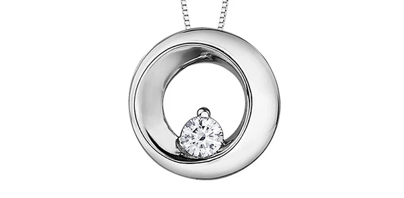 10K White Gold 0.107cttw Canadian Diamond Necklace - 16 Inches
