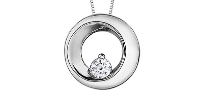 10K White Gold 0.107cttw Canadian Diamond Necklace - 16 Inches