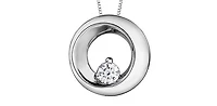 10K White Gold 0.107cttw Canadian Diamond Necklace - 16 Inches