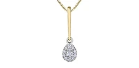 10K Yellow Gold 0.13cttw Diamond Pear Shaped Cluster Solitaire Necklace, 18"