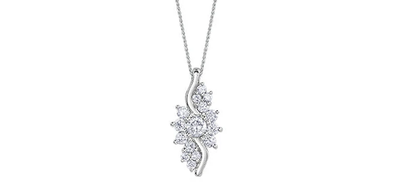 10K White Gold 0.50cttw Diamond Pendant, 18"