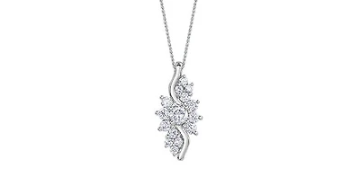 10K White Gold 0.50cttw Diamond Pendant, 18"