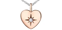 10K Rose & White Gold 0.027cttw Canadian Diamond Heart Pendant, 18"