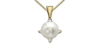 10K Yellow Gold Cultured Pearl and Diamond Pendant