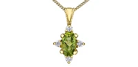 10K White Gold Peridot and 0.03cttw Diamond Pendant, 18" Box Chain