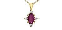 10K Yellow Gold Genuine Ruby and Diamond Necklace