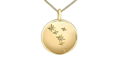 10K Yellow Gold 0.01cttw Diamond Cancer Pendant, 18"