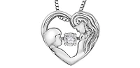 Sterling Silver 0.03cttw Diamond Mom Pendant, 18"