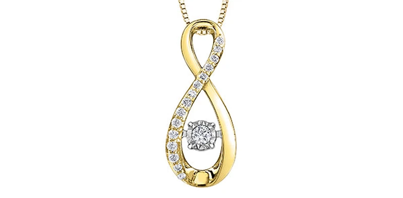 10K Yellow Gold 0.10cttw Diamond Pulse Pendant, 18"