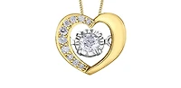 10K Yellow Gold 0.15cttw Diamond Heart Pulse Pendant, 18"