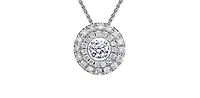 10K White Gold 0.30cttw Diamond Double Eternity Halo Pendant, 18"