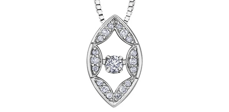 10K White Gold 0.10cttw Diamond Pulse Pendant, 18"
