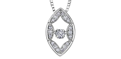 10K White Gold 0.10cttw Diamond Pulse Pendant, 18"