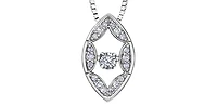 10K White Gold 0.10cttw Diamond Pulse Pendant, 18"