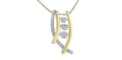 10K Yellow and White Gold 0.33cttw Diamond Pulse Necklace, 18"
