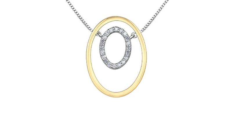 10K Yellow Gold 0.12cttw Diamond Pendant, 18"