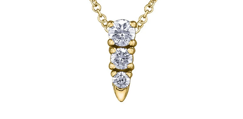 14K Gold 0.25cttw Canadian Diamond Pendant, 18"