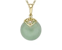 10K Gold Jadeite And Diamond Pendant