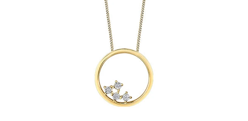10K Yellow Gold 0.02cttw Diamond Circle Necklace - 18 Inches