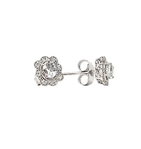 10K White Gold 0.30cttw Aquamarine and 0.053cttw Diamond Halo Earrings