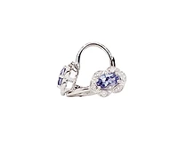 10K White Gold Tanzanite and Diamond Earrings with Lever Backs