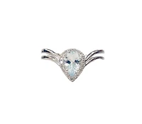 10K White Gold 0.60cttw Aquamarine and 0.10cttw Diamond Ring, size 7