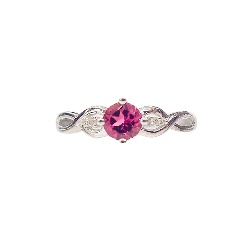 10K White Gold 0.45cttw Pink Tourmaline and 0.02cttw Diamond Ring, Size 7