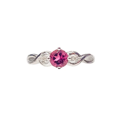 10K White Gold 0.45cttw Pink Tourmaline and 0.02cttw Diamond Ring, Size 7