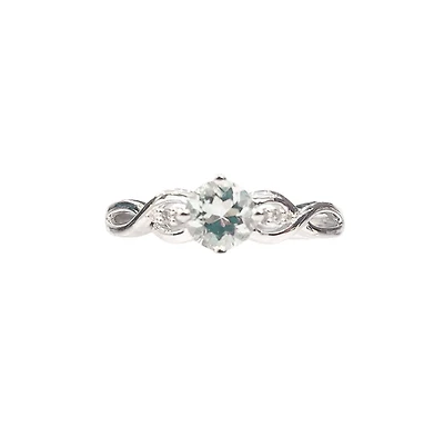 10K White Gold 0.50cttw Aquamarine and 0.02cttw Diamond Ring, size 7 - 4.5