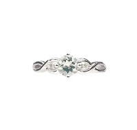 10K White Gold 0.50cttw Aquamarine and 0.02cttw Diamond Ring, size 7 - 4.5