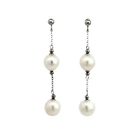 14K White Gold 7.5-8.0mm Cultured Pearl Dangle Earring