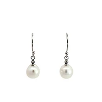 14K White Gold 7-7.5mm Cultured Pearl Dangle Earring