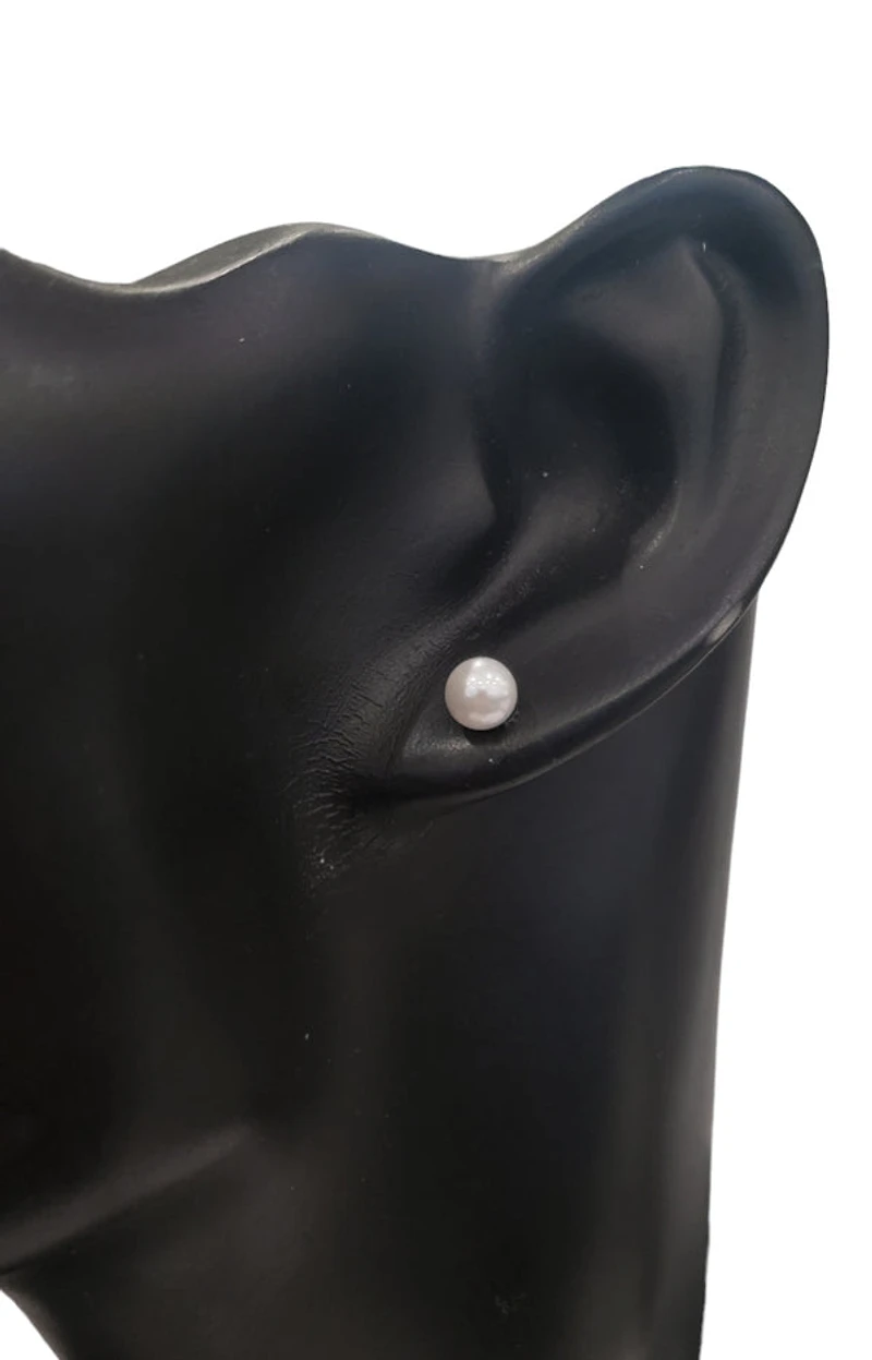 14K White Gold 5-5.5mm Cultured Pearl Earrings with Butterfly Backs
