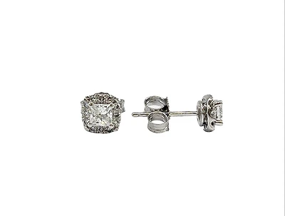 14K White Gold 0.22cttw Canadian Diamond Princess Cut Earring