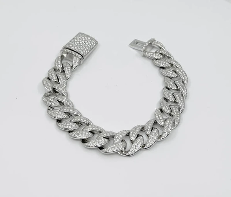 TRACKING - Sterling Silver & Cubic Zirconia Bracelet inches