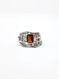 Silver and Garnet Ring