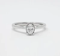 14K White Gold 0.30cttw Oval Cut Diamond Halo Engagement Ring, size 6.5
