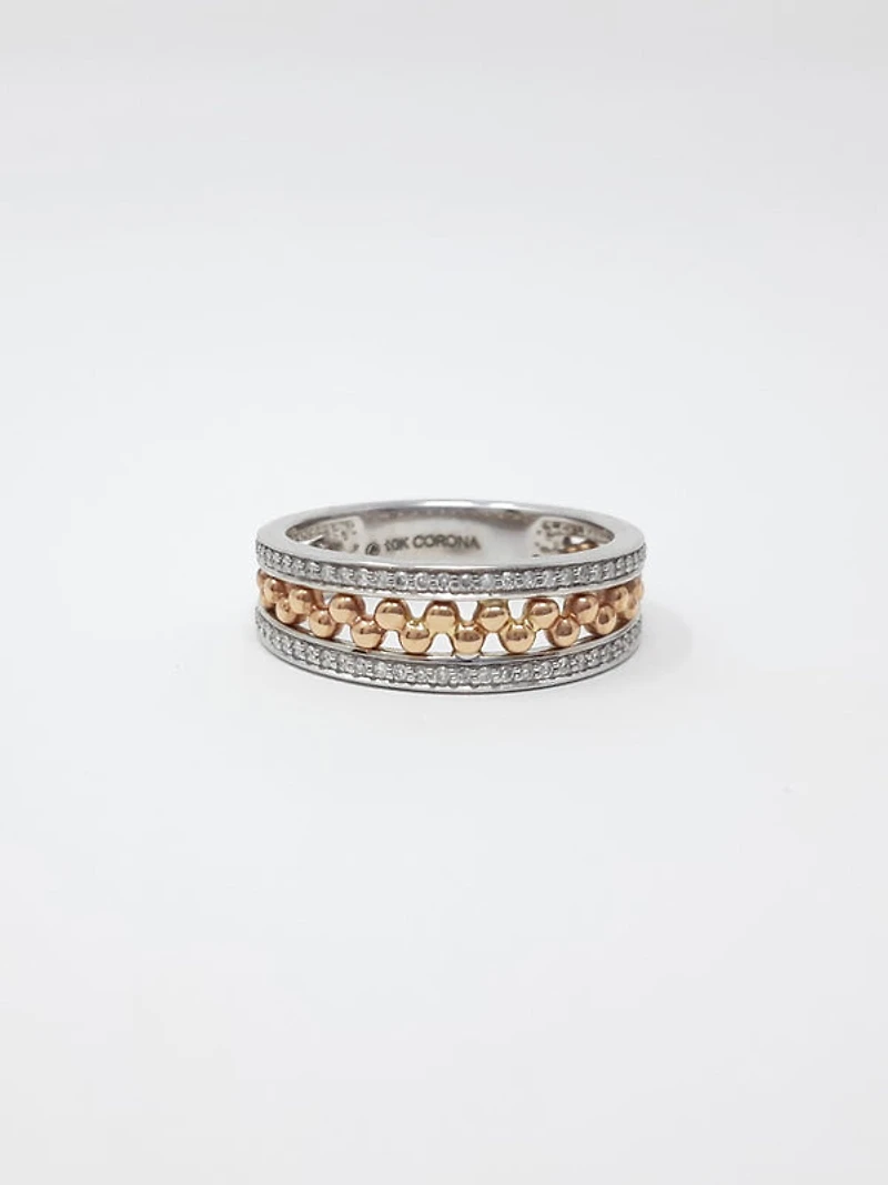 10K White & Rose Gold 0.18cttw Diamond Ring, size 6.5